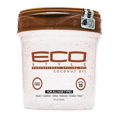 Eco Style Coconut Oil Styling Gel - Adds Luster and Moisturizes Hair - Weightles