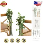 8pcs Reusable Wedding Chair Flowers with Soft Chiffon Ribbons - Indoor/Outdoor