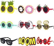 WATSELOK Party Sunglasses - 9 Pairs Funny Hawaiian Glasses Funny Novelty Giant Summer Kids Party Gifts Photo Booth Props Beach Theme Party Supplies Decoration