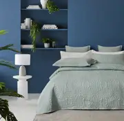 GIOIA CASA Lisbon Quilted 3 Pieces Embossed Coverlet Set - SAGE GREEN