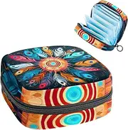 Period Bag,Sanitary Napkin Storage Bag,Colorful Peacock Feather,Tampon Bag for Purse