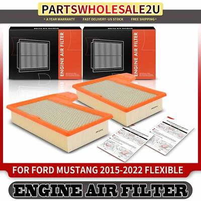 2Pcs Engine Air Filter for Ford Mustang 2015 2016 2017 2018 2019 2020 2021 2022 (for: Ford)