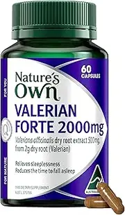 Nature's Own Valerian Forte 2000mg Capsules 60 - Relieves Sleeplessness, Reduces Time from Wakefulness to Sleeping - traditionally used to Calm Nervous System
