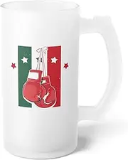 Humorous Fighters Sparring Boxer Heavyweight Sports Lover Frosted Glass Beer Mug 16oz / Frosted