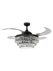 Fanaway Veil Fan in Black with Smoke Coloured Retractable Blades And Light