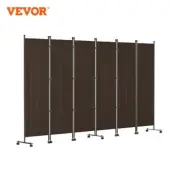6 Panel Room Divider 6 FT Freestanding & Folding Privacy Screen w/Swivel Casters