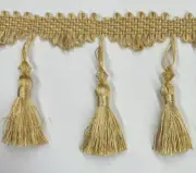 Beaded FRINGE Trim in (Gold / Green) for DRAPERY and UPHOLSTERY Per Yard