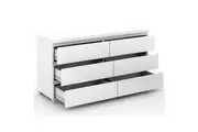 Porto Chest of 6-Drawer Lowboy Sideboard Storage Cabinet - High Gloss White