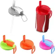 Lezhifeiwan 5pack Soda Can Lids with Straw, Silicone Straws Soda Can Covers, Reusable, BPA-Free, Fit Most Cans, Keeps Drinks Fresh