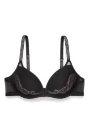Natori NWT Black/Gray Sheer Seduction Embroidered Smooth Bra, sz 34DDD