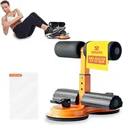 SQUATZ Portable Sit Up Bar Floor Holder with 2 Strong Suction Cups for Abs, Pull Up Bar, Sticky Pad, Adjustable Foot Holder for Thigh, Workout for Office Home Gym for Men and Women, Support 661 lbs