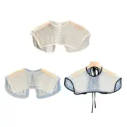 Women Pearls Beading Fake Collar See Through Mesh Capelet Clothing Accessories