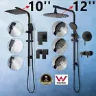 Black 10/12'' Round/Square Shower Head Handheld Gooseneck Arm Set /Mixer Taps