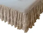 Princess Ruffled Bed Skirt with Sheet,Dust Ruffle Bedskirt with Lace Layer,17.7" Drop