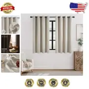 Elegant Room Darkening Grommet Curtains in Greyish Beige - 2 Panels, 63-Inch