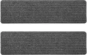 Angoily 2Pcs Stair Treads Carpet Non Slip Self Adhesive Indoor Carpet Runner Mats OOD Stairs Covers Safety Stair Runner Step Floor Rugs for Pets and Kids Grey