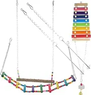 Parliky 1 Set Bird Foraging for Parrots Natural Ladder Xylophone Swing Accessories Beads for Exercise Coordination for Chicken Bird Enrichment
