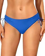 [Talisea] Womens Full Coverage Bikini Bottoms - Low Rise Bathing Suit Swim Bottom Side Tie Ruched Swimsuits Swimwear