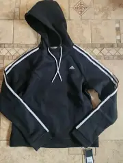 Women's Adidas Golf Hooded Sweatshirt Three Stripe Black Small NWT