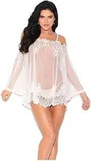 [UIVHLW] Women's Lingerie Net Yarn Flat Shoulder Strap Lace Trim Sexy Pajamas