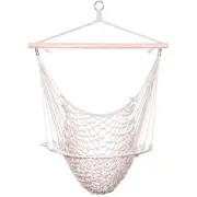 Hammock Chair Swing Rope Cotton Outdoor Hanging Air Seat Portable Beige 49in