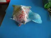 Art Glass crackled Hand Blown Multicolored Conch Shell Nautical coastal Decor G1