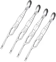 OFFSCH Stainless Steel Crab Fork Spoon Set 4 Piece Seafood Tool Fork Spoon for Crabs Shrimp Lobster Oysters for Home Restaurant and Picnic