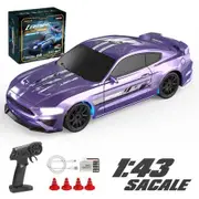 1:43 Scale Mini RC Drift Car with Gyro Full Proportional RTR 2.4Ghz Remote Control with RGB Lights and 2 Replaceable Body Shell, Purple