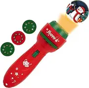 LeoLeozz Christmas Projection Flashlight - Ceiling Projector Kids Christmas Slide Torch Toy | Christmas Image Projection Toys, Slide Children's Flashlight Projector Torch for Christmas (Red)