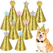 Yuomeaz Pack of 10 Party Hats, Children's Cones with Star and Ball, Adjustable Cats Birthday Decoration, Party Hats for Cuddly Toys for Dogs, Birthday, Costume Accessories