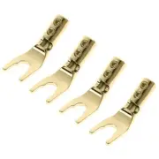 4PCS U/Y Shaped Rhodium/Copper Plated Banana Plugs Spade Fork Speaker Wire