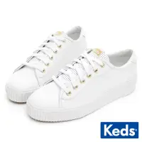 在飛比找momo購物網優惠-【Keds】CREW KICK 簡約厚底皮革休閒鞋-白(92