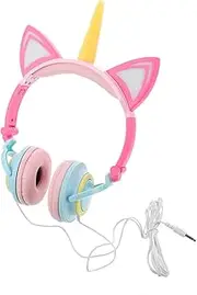 LAPYAPPE 1Pc Unicorn Headset for Creative Over Ear Headphones with Glowing Function Cartoon Design Compatible with Smartphone Tablet Computer Material for Daily
