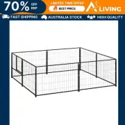 Dog Kennel Black 4 m² Steel Outdoor Pet House Large Dog Shelter Backyard E 82109