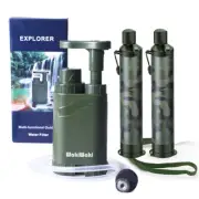 Portable Hand Pump Water Filter+2xWater Filter Straw Outdoor Water Filter 4Stage