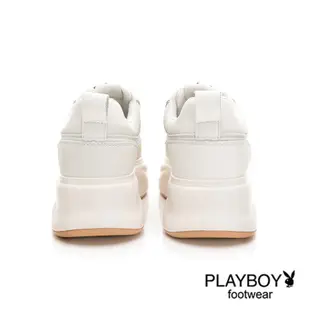 PLAYBOY 時尚美型 真皮厚底休閒鞋-米-【Yes 優質女鞋】