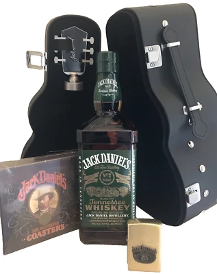Jack Daniels Green Label 750Ml /Guitar Case With Accessories, Lighter, Coasters!