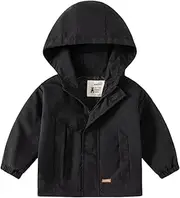 [KISBINI] Boy's Cartoon Dinosaur Print Zip Jacket Hooded Outwear Lightweight Windbreaker Coat for Kids