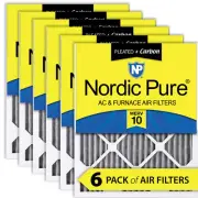 Nordic Pure 12x18x1 Furnace Air Filters MERV 10 Pleated Plus Carbon 6 Pack