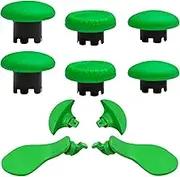 10-in-1 Metal Thumbsticks Replacement for PS5 Dualsense Edge Controller,4 Metallic Back Paddles Triggers Buttons Repair Parts for PS5 Edge Controller with 6 Analog Joysticks(Green)