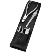 Hans Kniebes Mens Manicure Pedicure Set - German Nail Clippers Black Leather