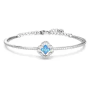 NWB Swarovski Sparkling Dance bangle Clover, Blue, Rhodium plated - 5642922