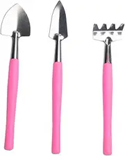 1Set Garden Tool Iron Shovel Rake Skid Plastic Hand Tools for Potted Plants Durable for Gardening Pink