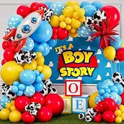 115pcs Toy Story Balloon Garland Kit & Arch for Birthday Party - 4 Sizes Cloud Latex Balloons for Boy Theme Decorations