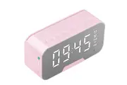 Alarm Clock for Bedroom Mirror LED Display Clock with Bluetooth Speaker-Pink
