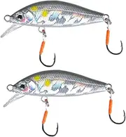 2 Pcs Artificial Bait 50mm 3.2g Sinking Minnow Bait Stream Trout Fishing Bait for Perch Pike Trout Sinking Lures