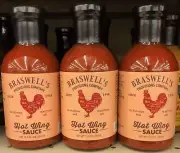 3 BOTTLES Braswells Hot Wing Sauce BBQ & Dipping Sauce 13 oz Chicken Buffalo Bee