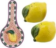 Servette Home Lemon Salt & Pepper Shakers with Mini Lemon Spoon Rest