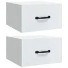 2x Gloss Wall Floating Bedside Tables Drawers Storage Side Cabinets Nightstand
