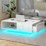 1 Drawer ALFORDSON Coffee Table LED Gloss White